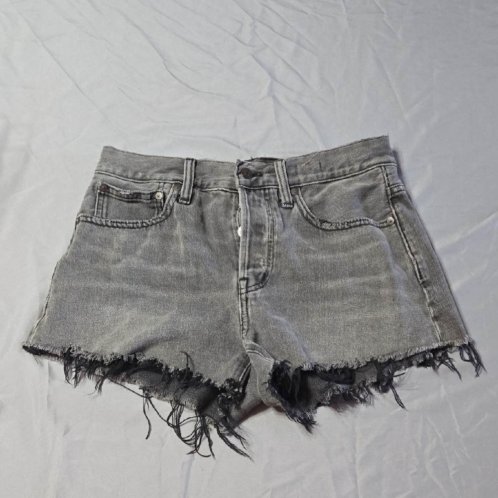 Madewell Sz 26 Gray Frayed Hem Jean Shorts